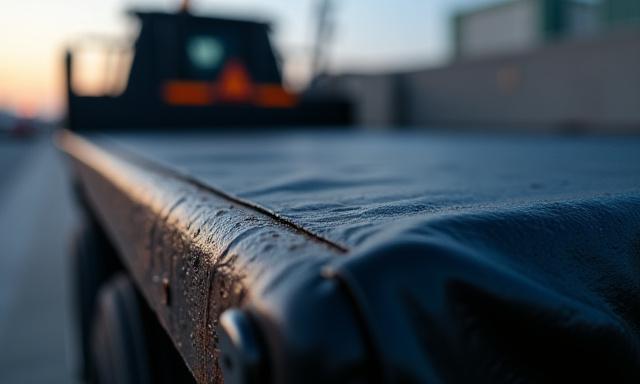 Close up of professional load tarping